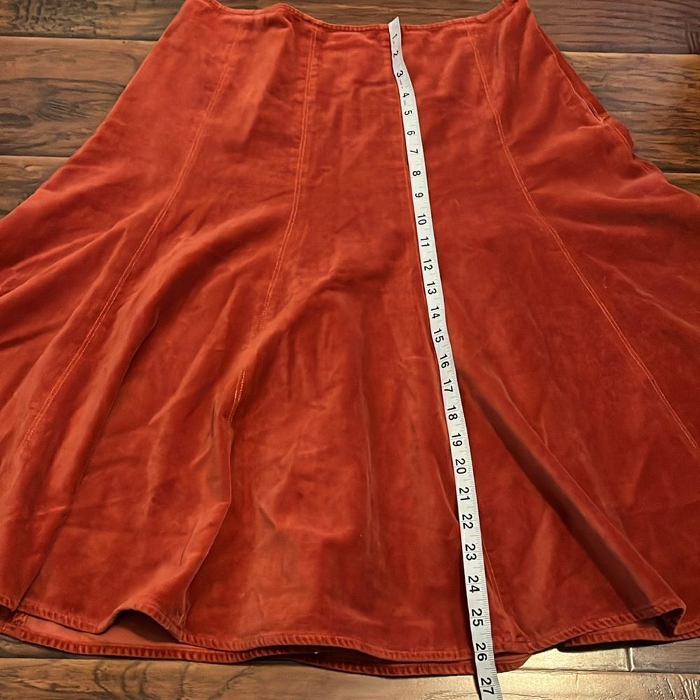 Sundance Orange Velvet Boho Skirt Feminine Contemporary Event Festival - Picture 6 of 11